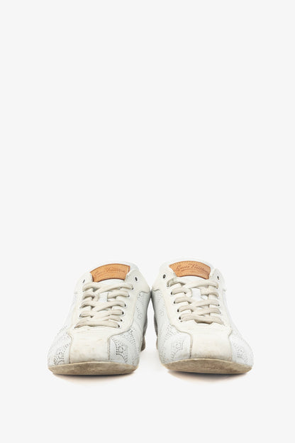 Louis Vuitton White Mahina Perforated Monogram Leather Lace-Up Sneakers