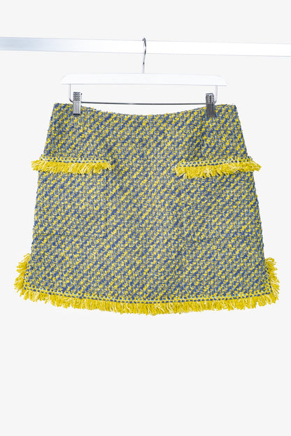 Louis Vuitton Resort 2014 Yellow & Blue Cotton-Tweed Mini Skirt