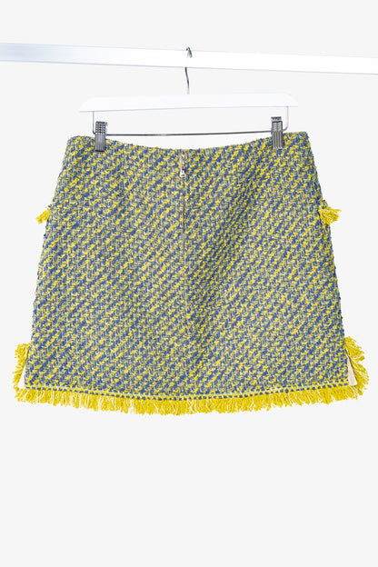Louis Vuitton Resort 2014 Yellow & Blue Cotton-Tweed Mini Skirt