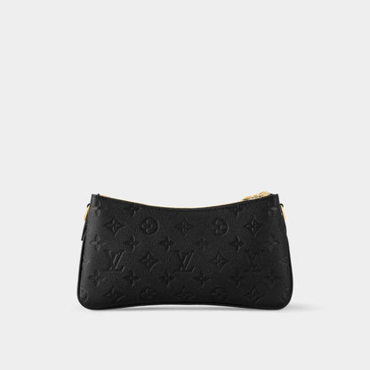Louis Vuitton Liv Pochette Handbag Monogram Empreinte leather Black and Cognac Behind View 