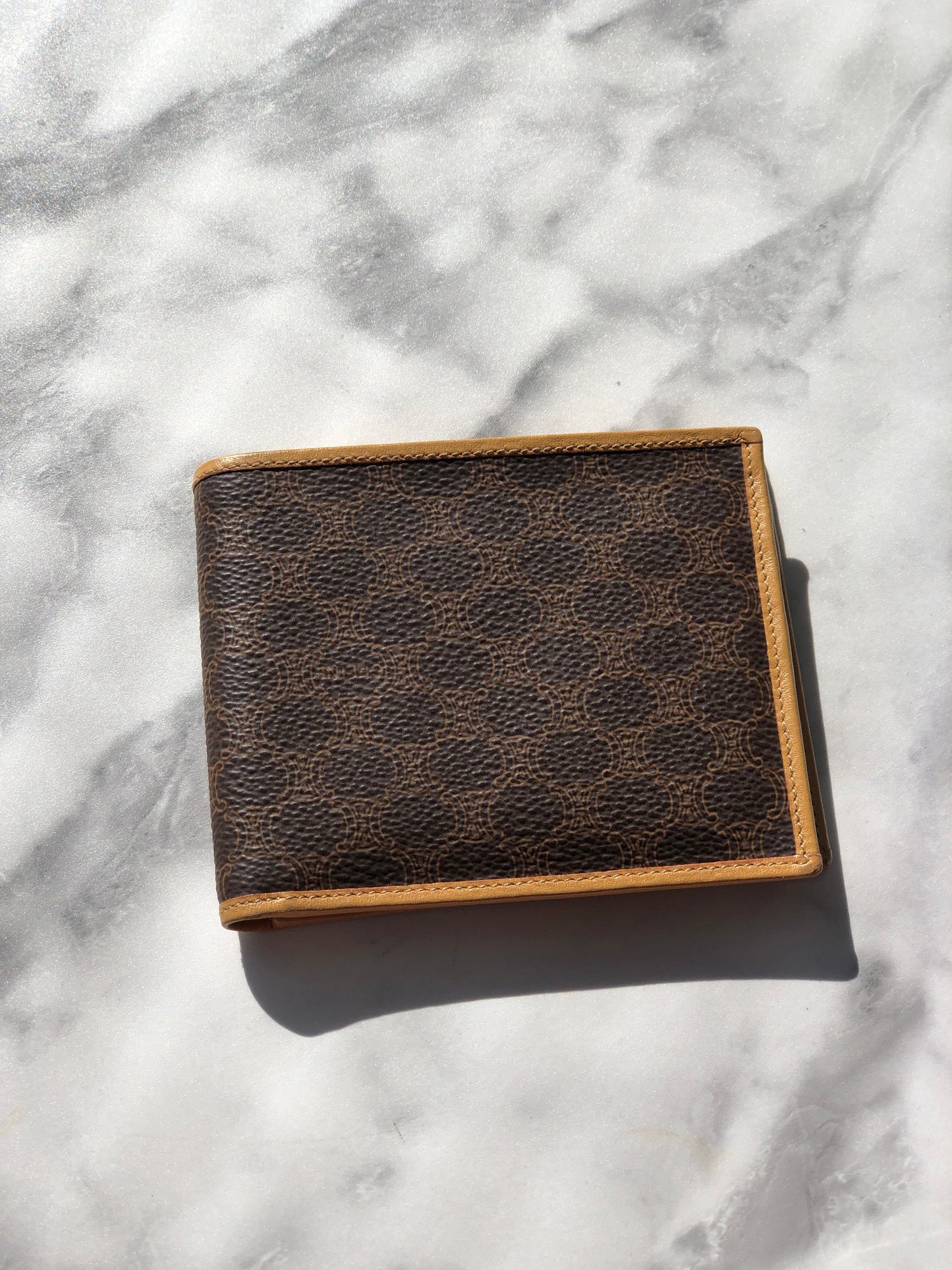 CELINE Macadam Folded Wallet Brown Vintage rgertf