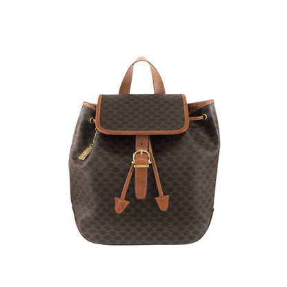 CELINE Macadam Front Buckle Backpack Brown Vintage 22b6rx