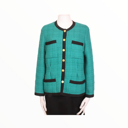 Chanel vintage black and green suit jacket - M