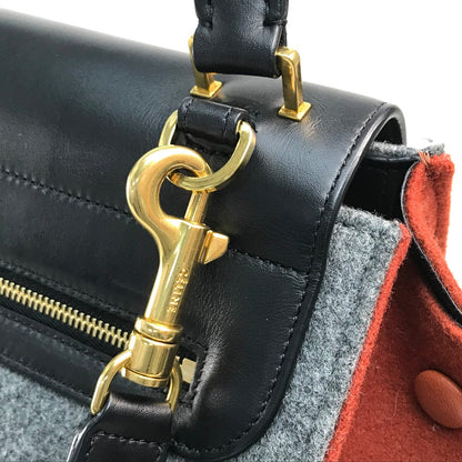 CELINE Shoulder Bag leather Gray x orange x black Trapeze Women Secondhand