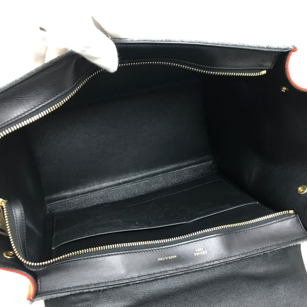 CELINE Shoulder Bag leather Gray x orange x black Trapeze Women Secondhand
