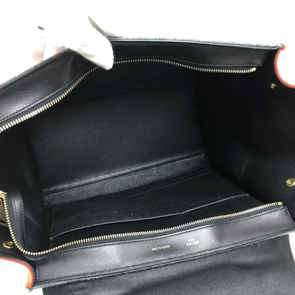 CELINE Shoulder Bag leather Gray x orange x black Trapeze Women Secondhand