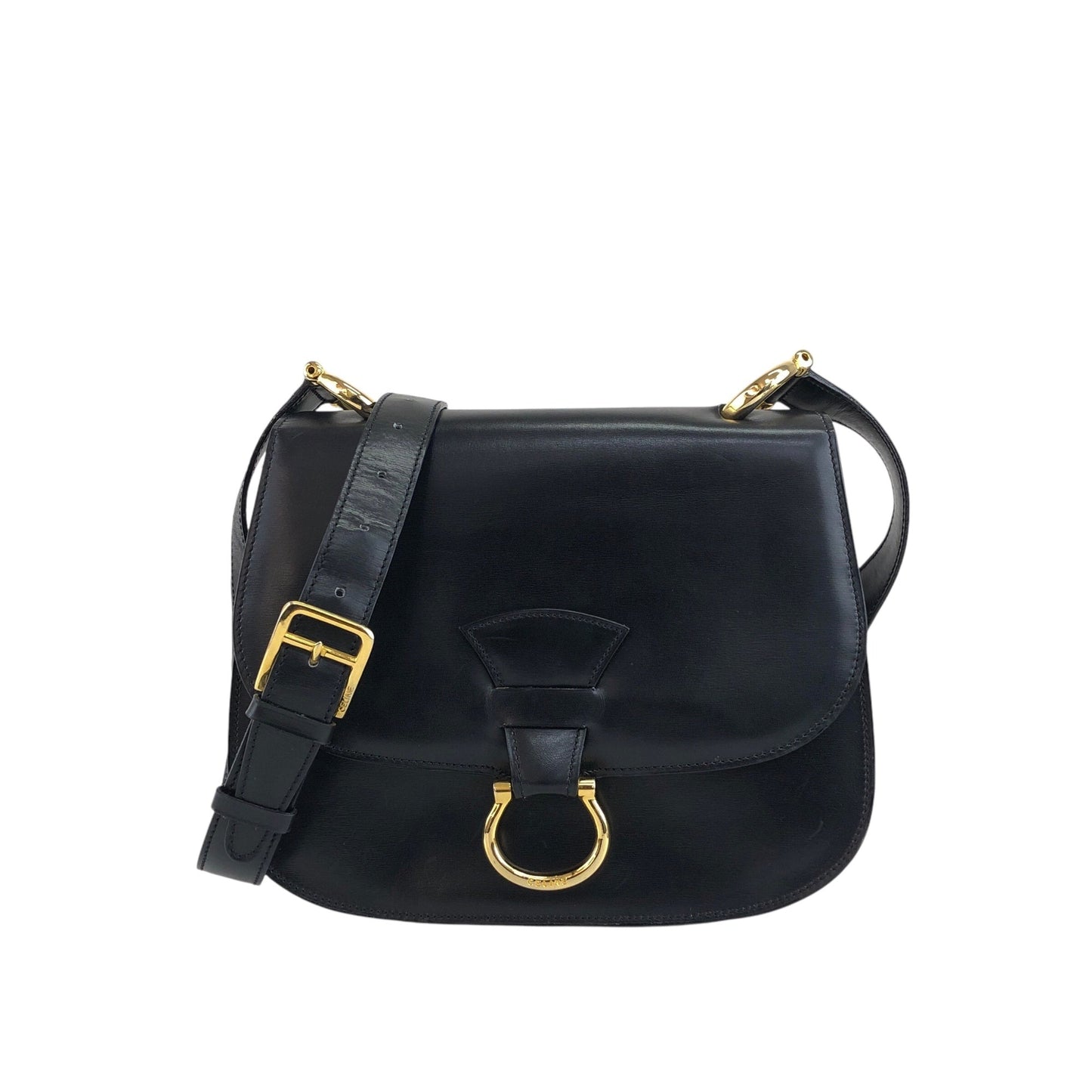 CELINE Horse Bit Shoulder bag Black Vintage zfwpa8