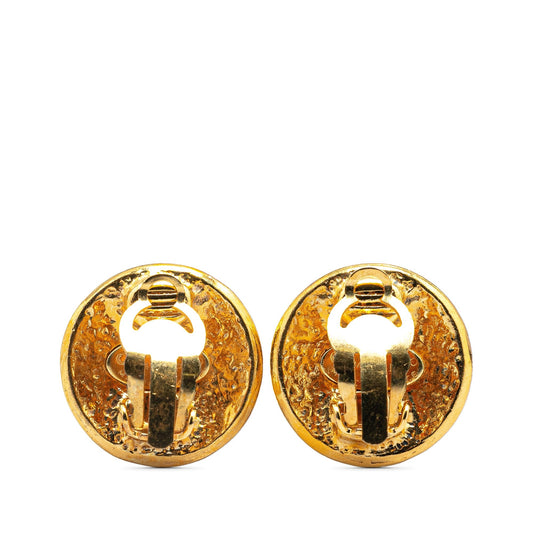 Gold Chanel Gold Plated CC Clip On Earrings
