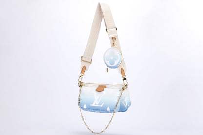 LOUIS VUITTON M57633 MULTI POCHETTE ACCESSORIES BLUE GIANT MONOGRAM CANVAS, WITH STRAP, CHAIN, DUST COVER & BOX