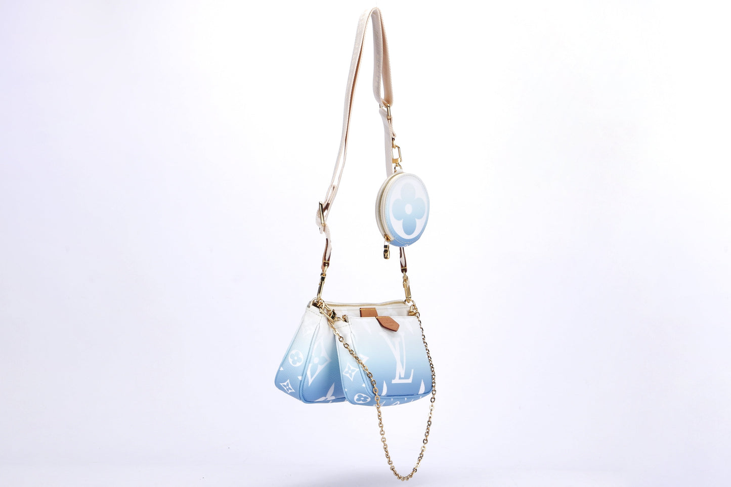 LOUIS VUITTON M57633 MULTI POCHETTE ACCESSORIES BLUE GIANT MONOGRAM CANVAS, WITH STRAP, CHAIN, DUST COVER & BOX