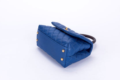 Chanel Mini Coco Handle Blue Color with , Strap, Dust Cover & Box