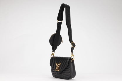 Louis Vuitton New Wave Multi Pochette (M56461) Noir Color, with Strap, Chain, Dust Cover & Box