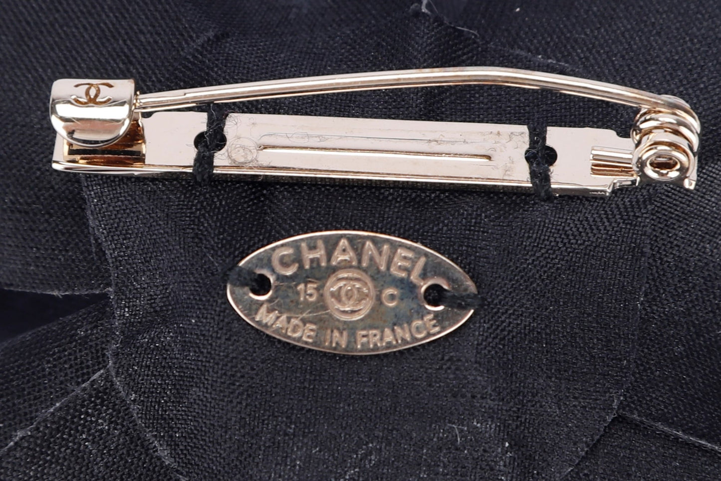 Chanel Black Hard Petal Brooch, with Box