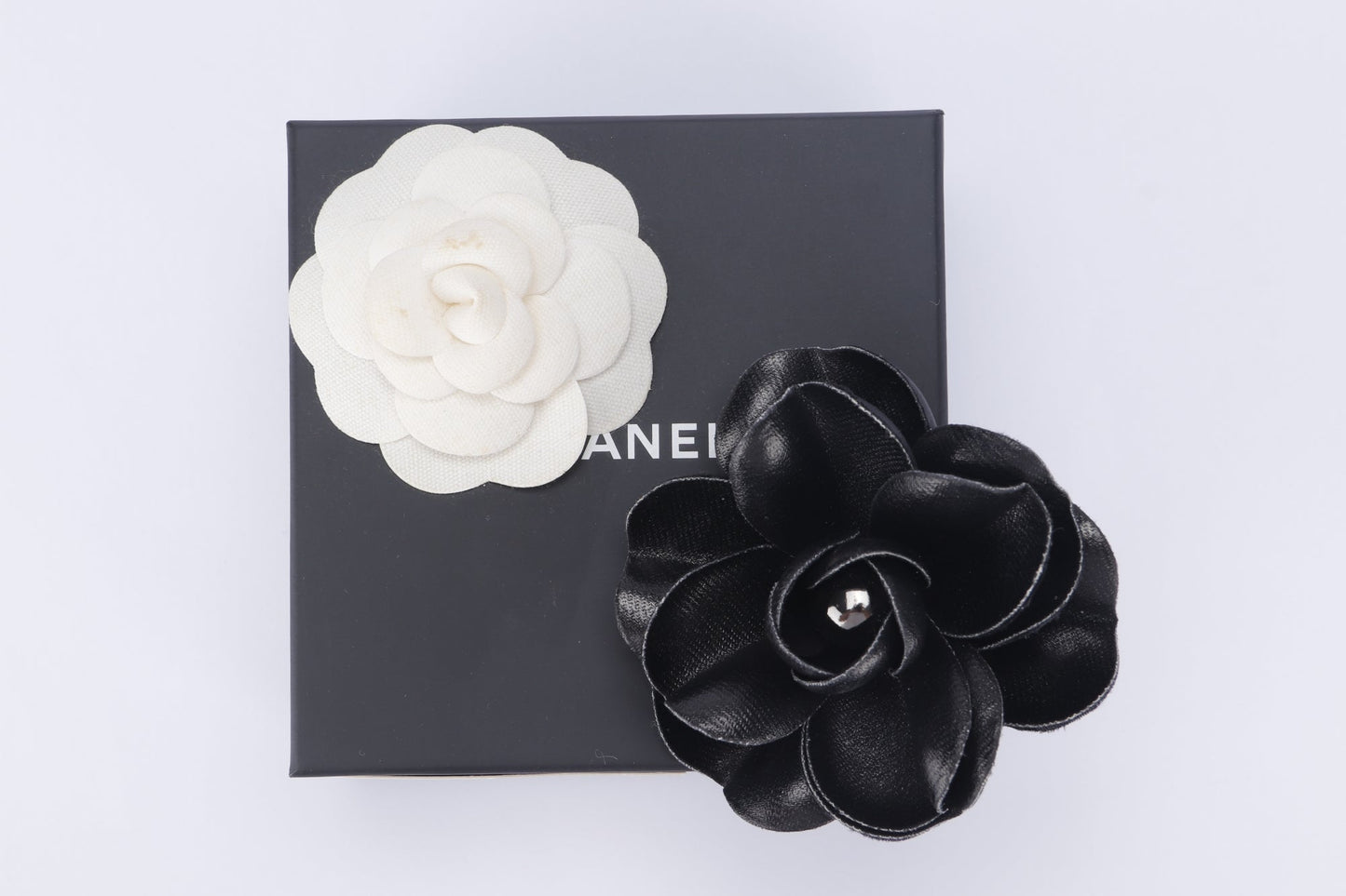 Chanel Black Hard Petal Brooch, with Box