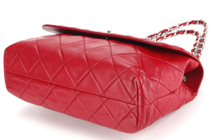 CHANEL RED QUILTED LAMBSKIN 32CM SHOULDER BAG (1466xxxx) SILVER HARDWARE, NO  & DUST COVER
