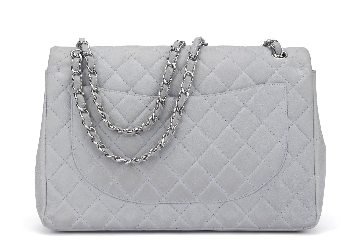 Chanel Classic Flap Maxi (1739xxxx) Grey Caviar Leather, Silver Hardware, with , Dust Cover & Box