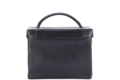 Chanel Vintage Vanity Case (259xxxx) Black Quilted Lambskin, Gold Hardware, with Strap & , no Dust Cover