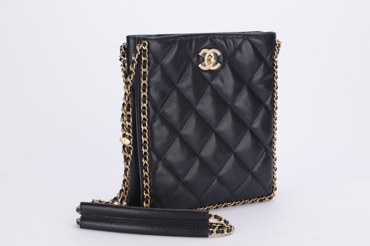 CHANEL AS3470 BLACK CAVIAR SLING BAG (CHG7xxxx) GHW, WITH DUST COVER AND BOX