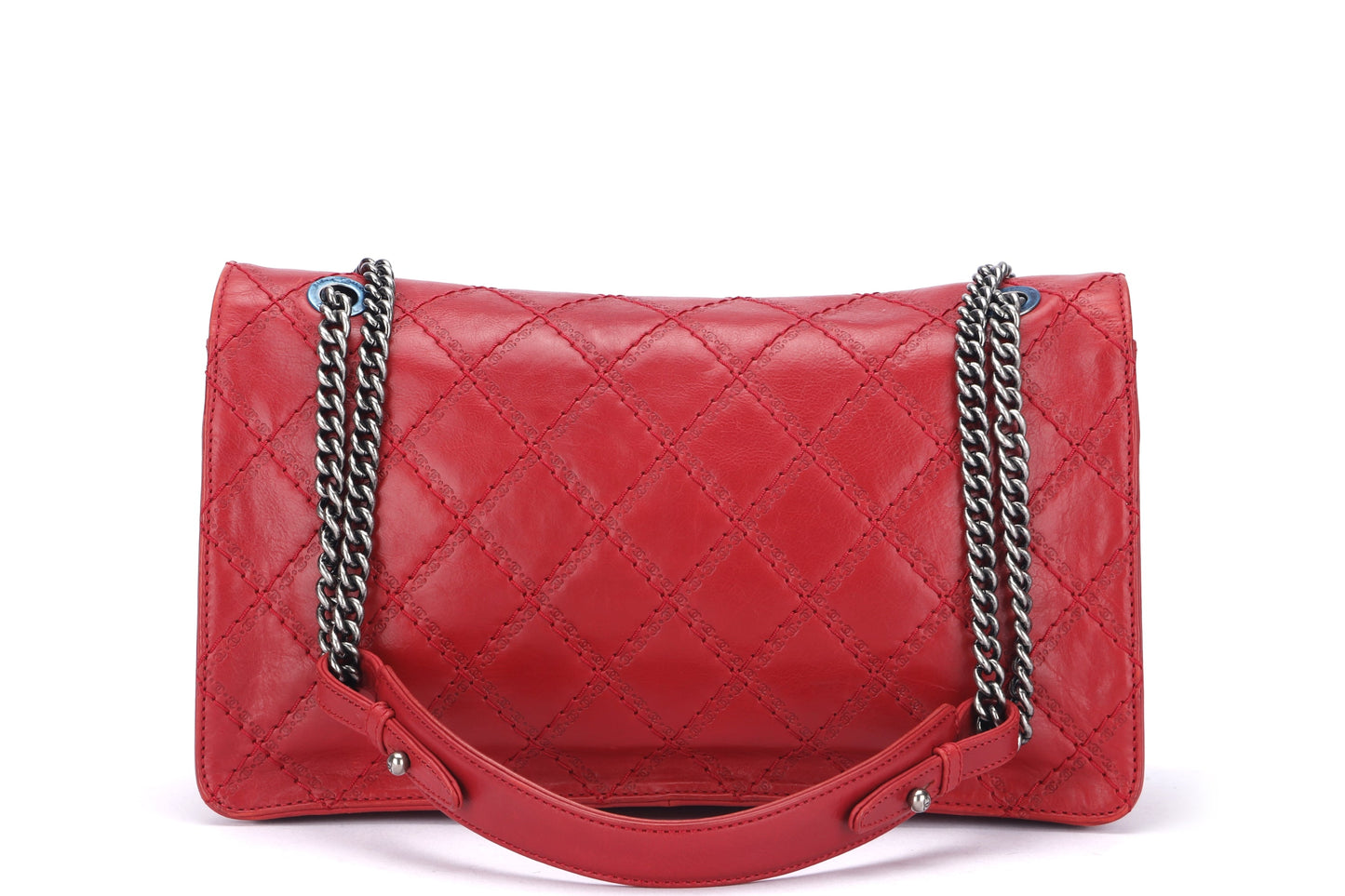 CHANEL REISSUE 226 (1592xxxx) RED CALF LEATHER WITH RUTHENIUM CHAIN, WITH , WITH DUST COVER