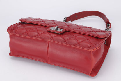 CHANEL REISSUE 226 (1592xxxx) RED CALF LEATHER WITH RUTHENIUM CHAIN, WITH , WITH DUST COVER