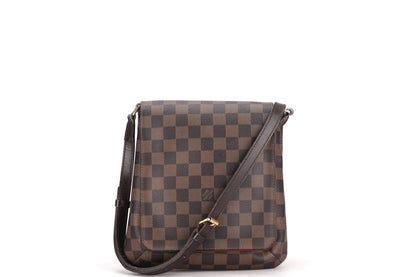 LOUIS VUITTON N51302 MUSETTE DAMIER EBENE CANVAS CROSSBODY (TH3089), NO DUST COVER