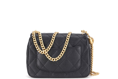 CHANEL AS3829 HEART CHAIN MINI FLAP [MICROCHIP (LGETxxxx)] BLACK CAVIAR GOLD HARDWARE, WITH DUST COVER & BOX