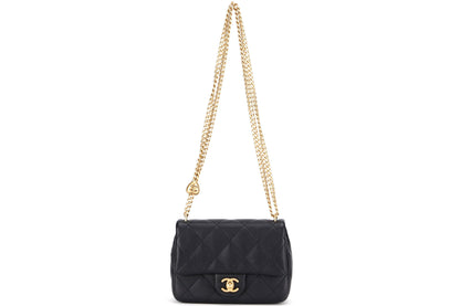 CHANEL AS3829 HEART CHAIN MINI FLAP [MICROCHIP (LGETxxxx)] BLACK CAVIAR GOLD HARDWARE, WITH DUST COVER & BOX