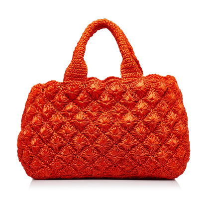 Prada HandBag Orange Raffia Satchel