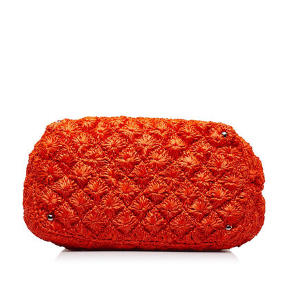 Prada HandBag Orange Raffia Satchel