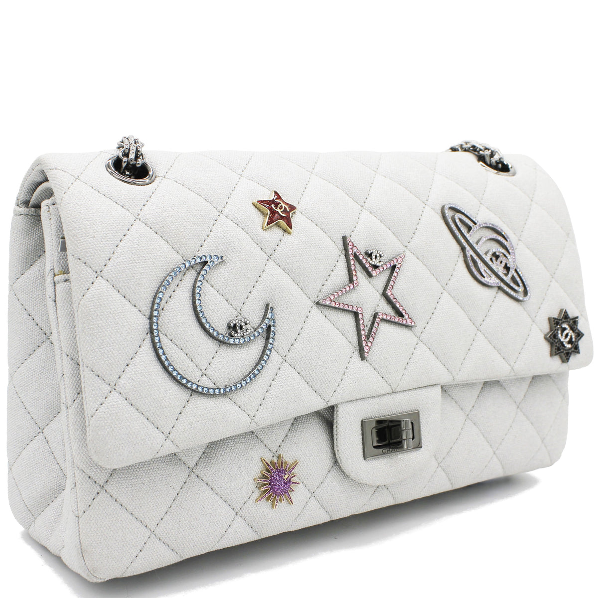 Silver 2.55 Canvas Reissue Space Charms 227 Flap Bag
