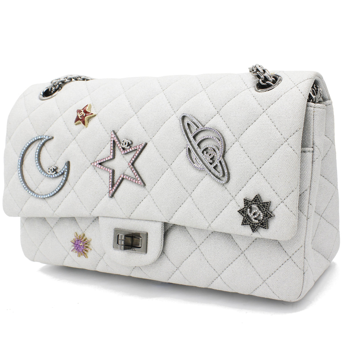 Silver 2.55 Canvas Reissue Space Charms 227 Flap Bag