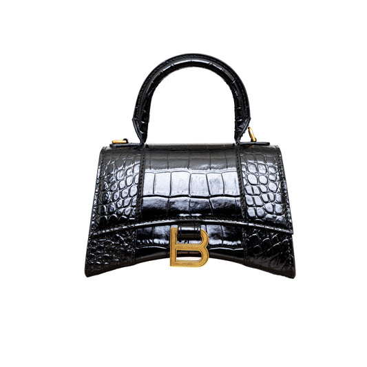 Balenciaga Balenciaga Crocodile Embossed Hourglass XS Bag