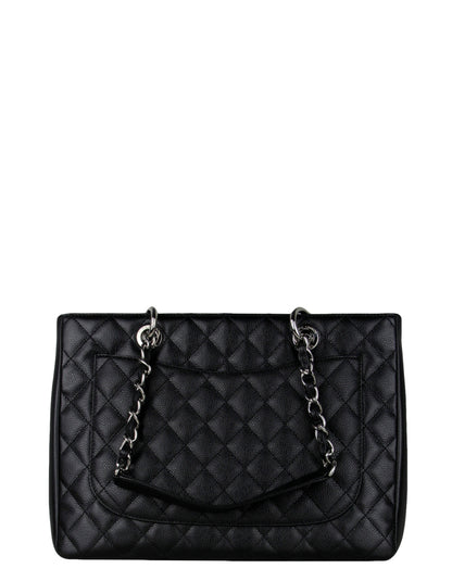 Chanel Black Caviar Leather Quilted Grand Shopper Tote GST Bag