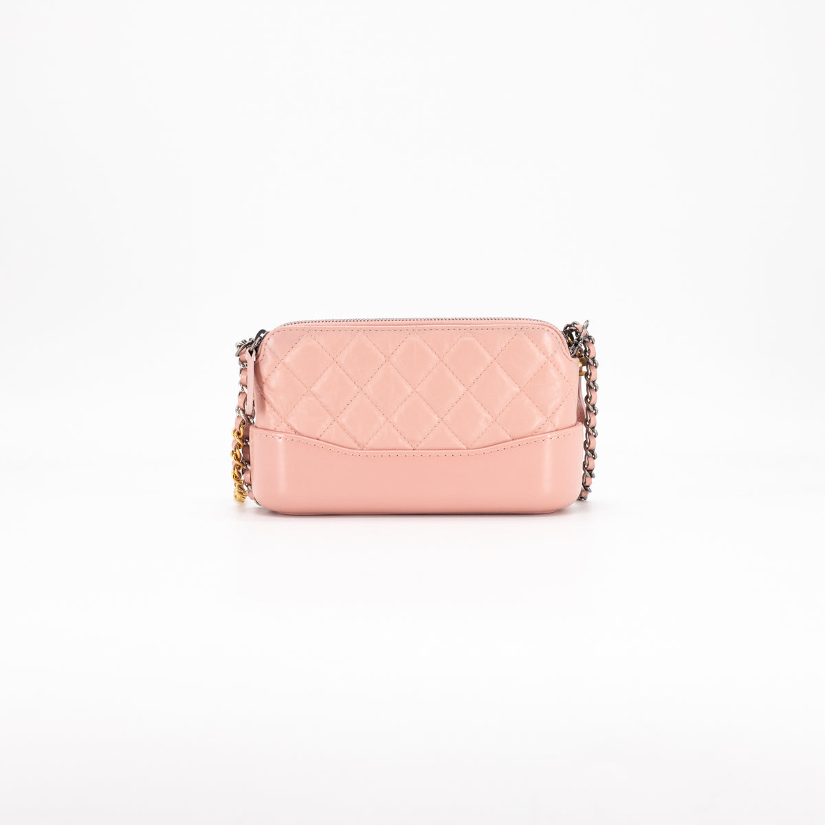 Chanel Quilted Calfskin Gabrielle Clutch On Chain Light Pink
