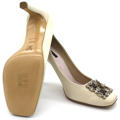 Louis-vuitton Beige Satin Jeweled Pumps 38.5