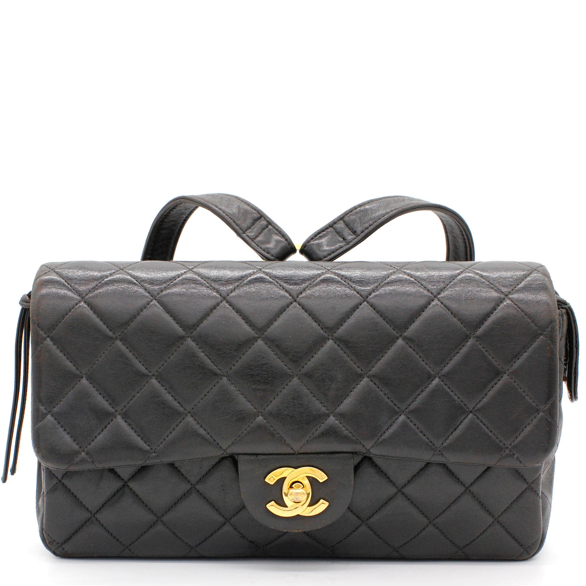 Black lambskin Vintage Backpack