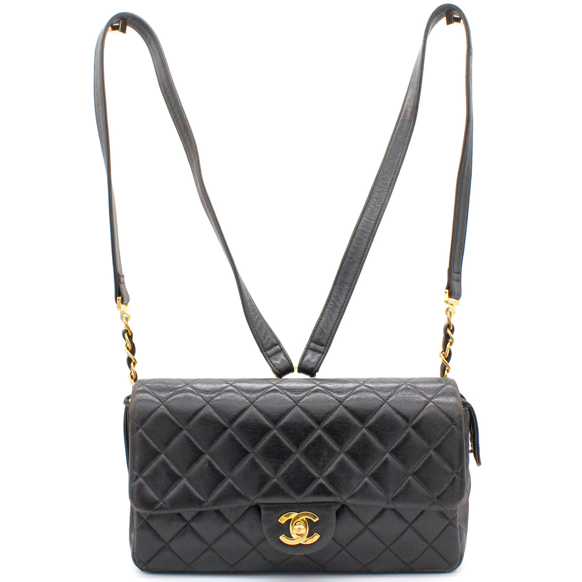 Black lambskin Vintage Backpack