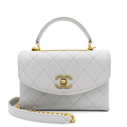 Quilted Lambskin Top Handle Flap Bag