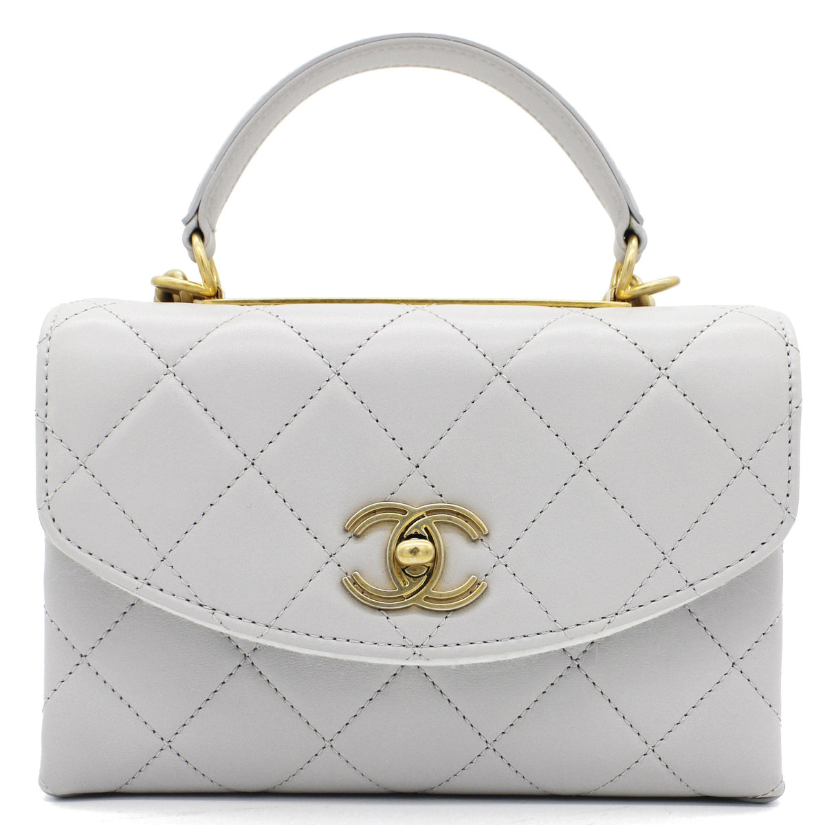 Quilted Lambskin Top Handle Flap Bag