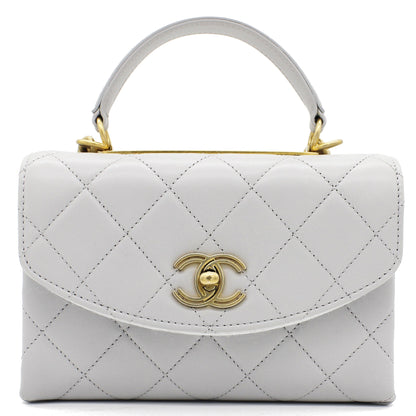 Quilted Lambskin Top Handle Flap Bag