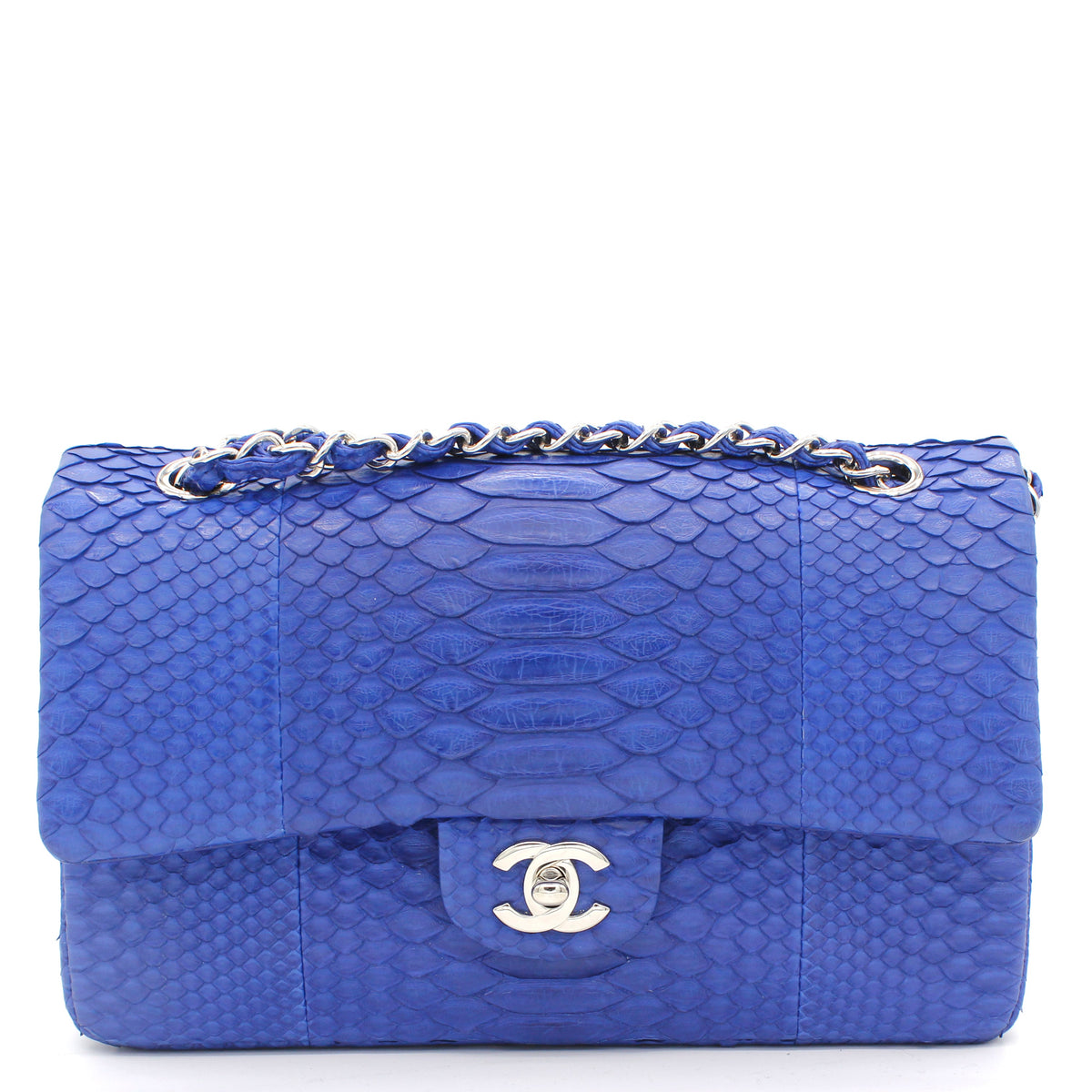 Blue Snack Leather Classic Double Flap Bag