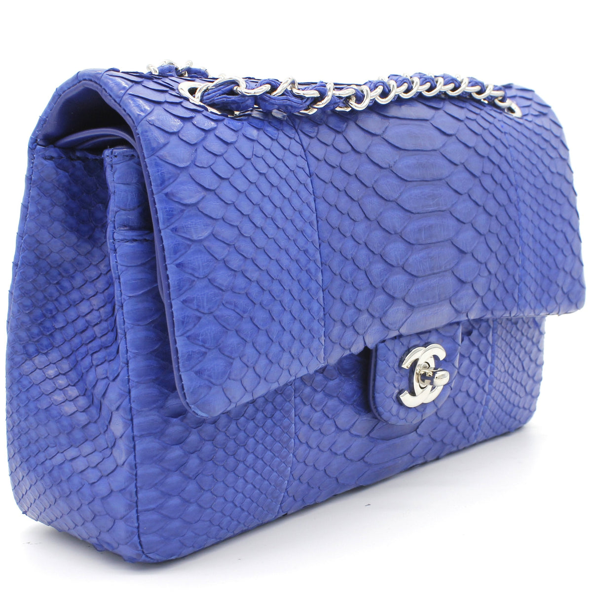 Blue Snack Leather Classic Double Flap Bag