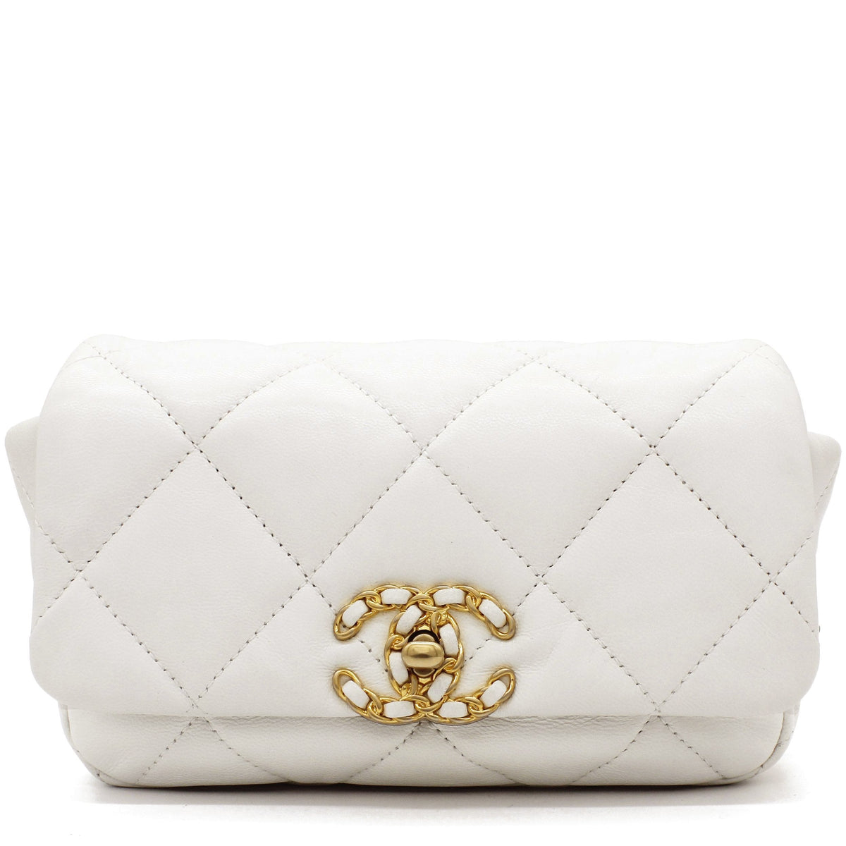 Lambskin Quilted 19 Waist Bag White
