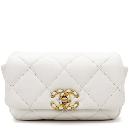 Lambskin Quilted 19 Waist Bag White