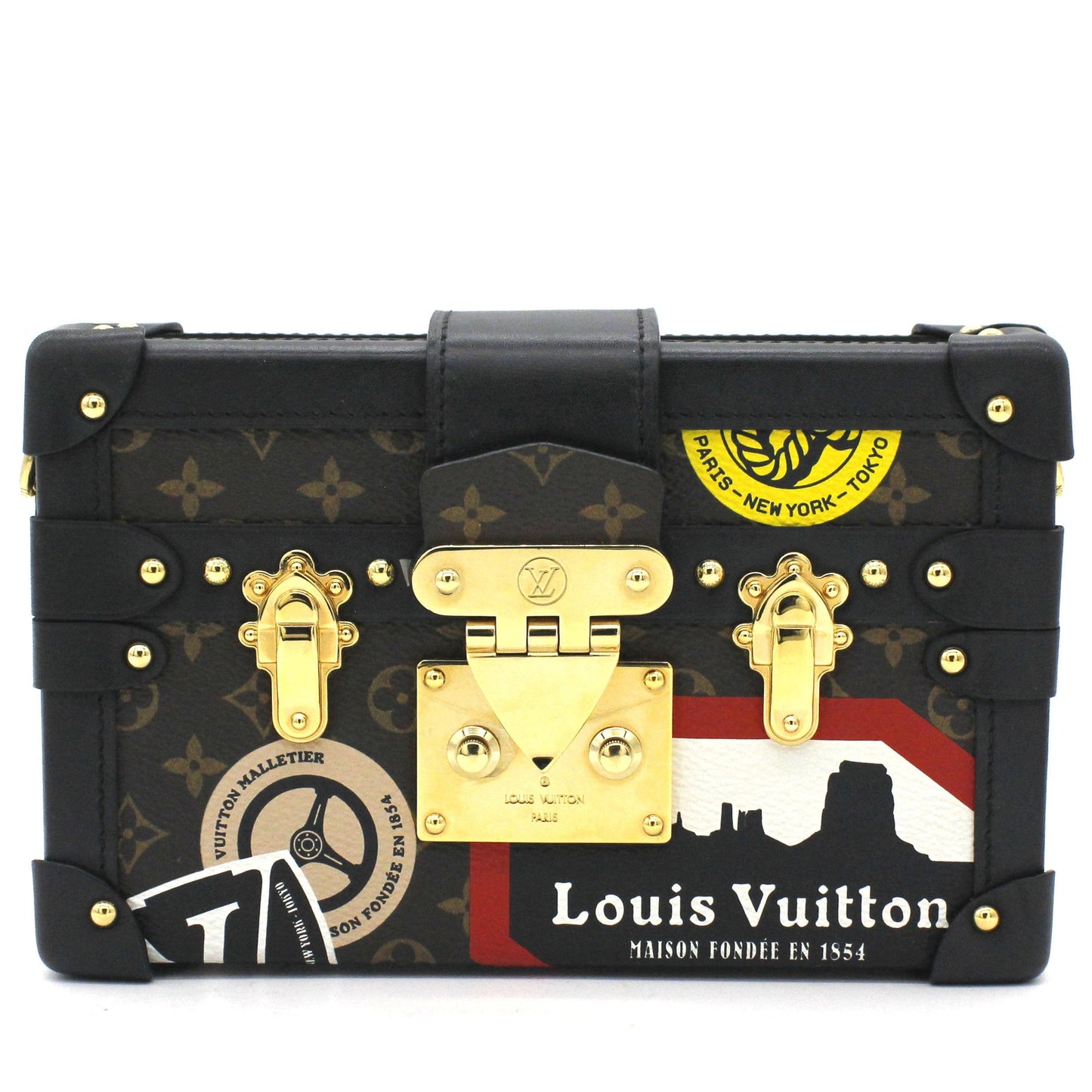 Louis-vuitton Limited Edition Leather World Tour Petite Malle Bag