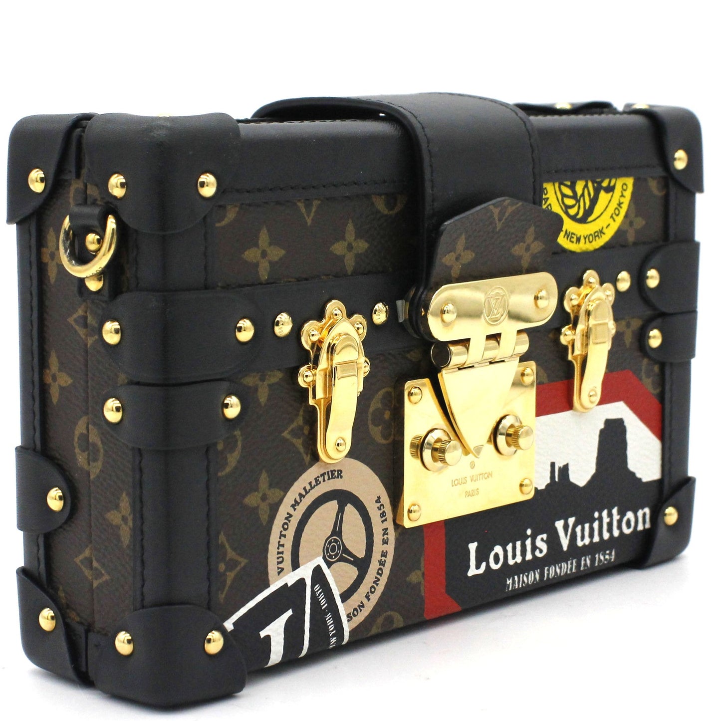 Louis-vuitton Limited Edition Leather World Tour Petite Malle Bag