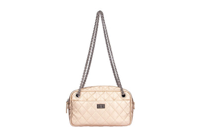 Chanel Metallic Gold Quilted Reissue Buckle 24CM Ruthenium Chain, with  & Dust Cover