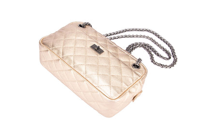 Chanel Metallic Gold Quilted Reissue Buckle 24CM Ruthenium Chain, with  & Dust Cover