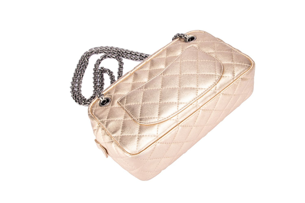 Chanel Metallic Gold Quilted Reissue Buckle 24CM Ruthenium Chain, with  & Dust Cover