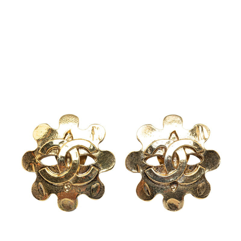 Chanel CC Flower Clip On Earrings Metal Earrings in Good condition